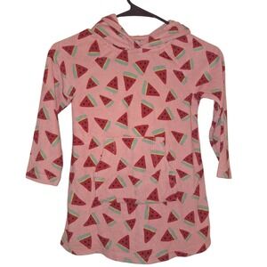 Hanna Andersson Girls Size 5 Watermelon Terry Hooded Robe Swimcover Beach Pool